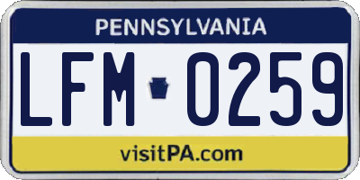 PA license plate LFM0259