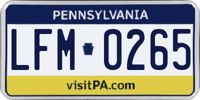 PA license plate LFM0265