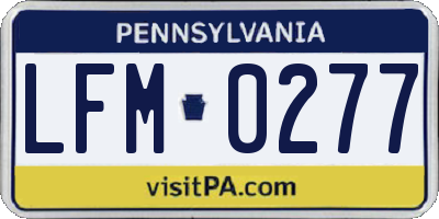 PA license plate LFM0277