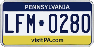 PA license plate LFM0280
