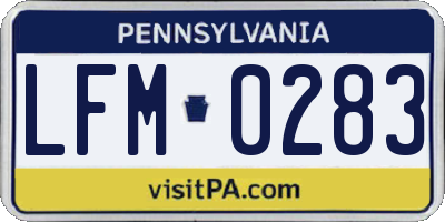 PA license plate LFM0283