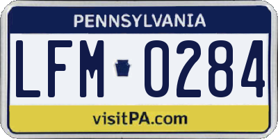 PA license plate LFM0284