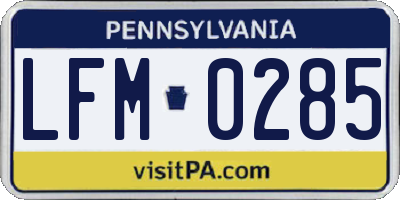 PA license plate LFM0285