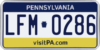 PA license plate LFM0286