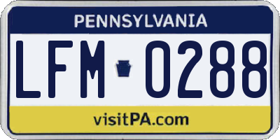 PA license plate LFM0288