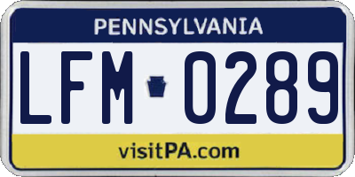 PA license plate LFM0289