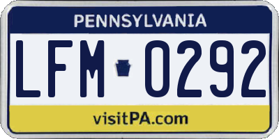 PA license plate LFM0292