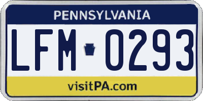 PA license plate LFM0293
