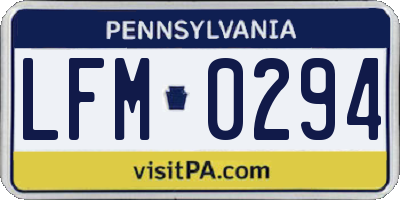 PA license plate LFM0294
