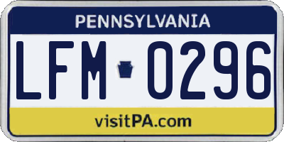 PA license plate LFM0296