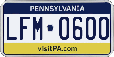 PA license plate LFM0600