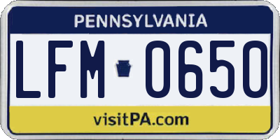 PA license plate LFM0650