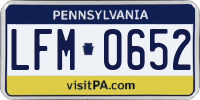 PA license plate LFM0652
