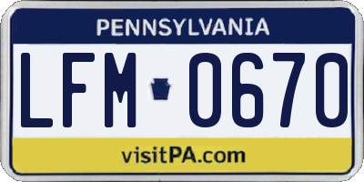 PA license plate LFM0670