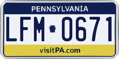PA license plate LFM0671