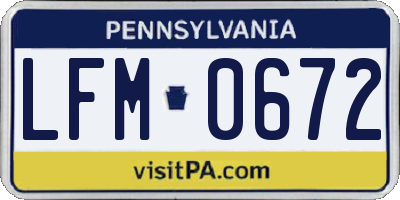 PA license plate LFM0672