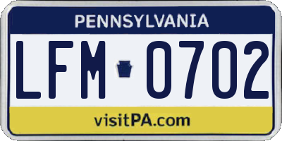 PA license plate LFM0702