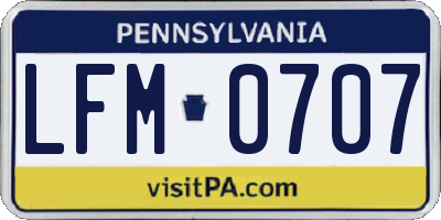 PA license plate LFM0707