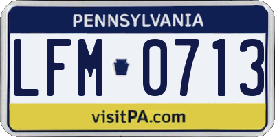 PA license plate LFM0713