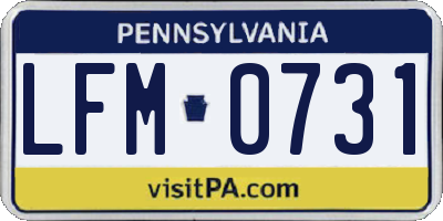 PA license plate LFM0731
