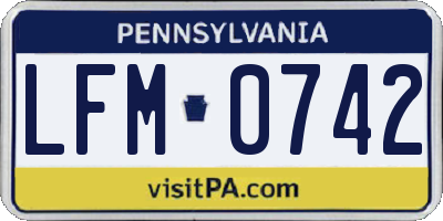 PA license plate LFM0742