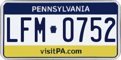 PA license plate LFM0752