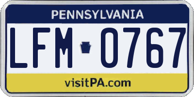 PA license plate LFM0767