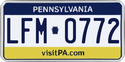 PA license plate LFM0772