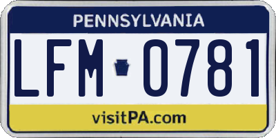 PA license plate LFM0781