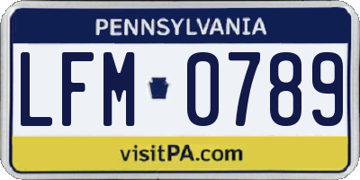 PA license plate LFM0789