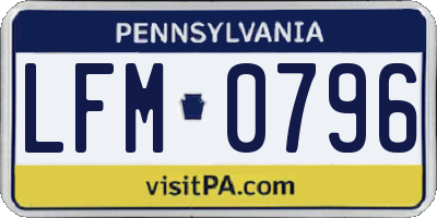 PA license plate LFM0796
