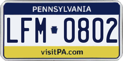 PA license plate LFM0802