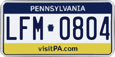 PA license plate LFM0804