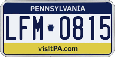 PA license plate LFM0815