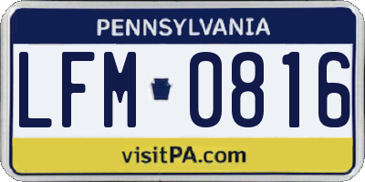 PA license plate LFM0816