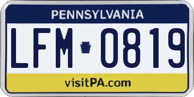 PA license plate LFM0819
