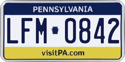 PA license plate LFM0842