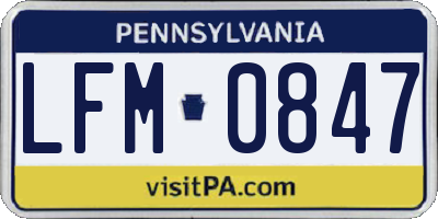 PA license plate LFM0847