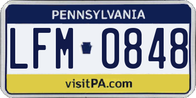 PA license plate LFM0848