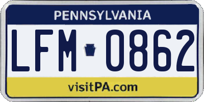PA license plate LFM0862