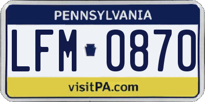 PA license plate LFM0870