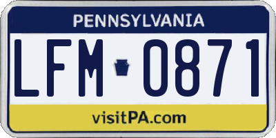 PA license plate LFM0871