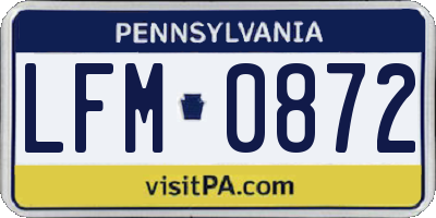 PA license plate LFM0872
