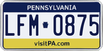 PA license plate LFM0875
