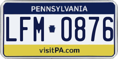 PA license plate LFM0876