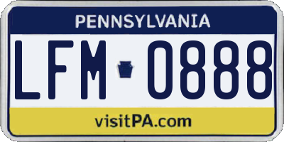 PA license plate LFM0888