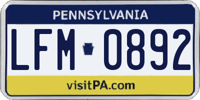 PA license plate LFM0892