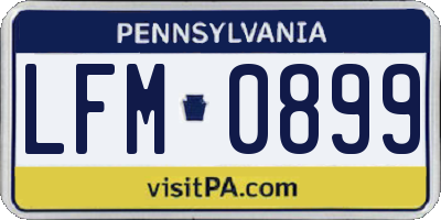 PA license plate LFM0899