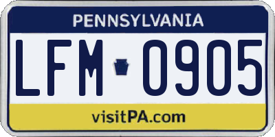 PA license plate LFM0905