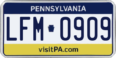 PA license plate LFM0909